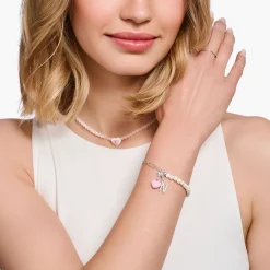 Women THOMAS SABO Charms|Charms-Charm pendant pink heart silver