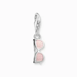 Women THOMAS SABO Charms|Charms-Charm pendant pink sunglasses with white stones silver