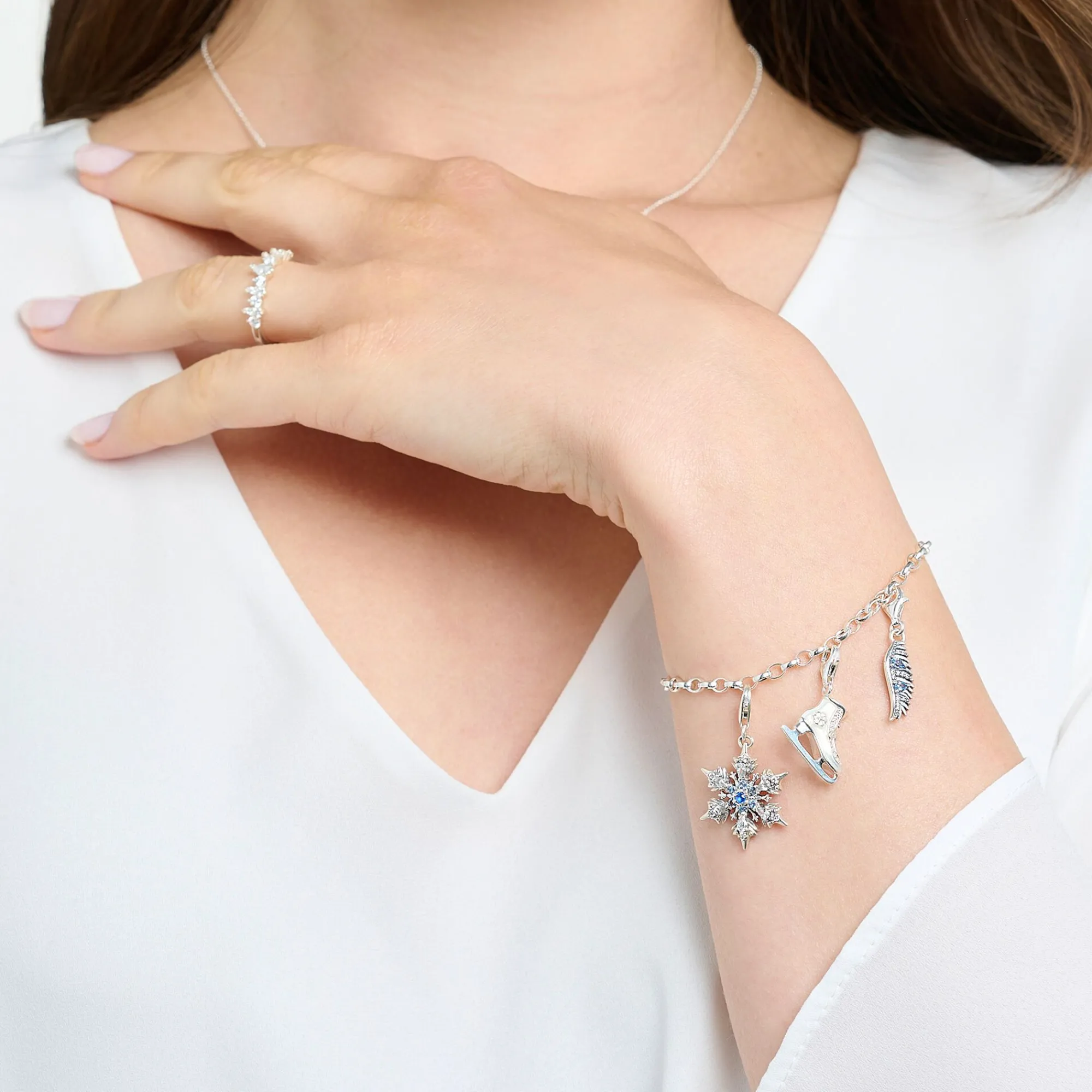 Women THOMAS SABO Charms|Charms-Charm pendant snowflake with blue stones silver
