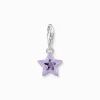 Women THOMAS SABO Charms|Charms-Charm pendant star with amethyst-coloured stones and cold enamel silver