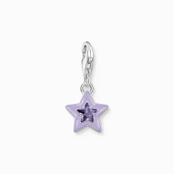 Women THOMAS SABO Charms|Charms-Charm pendant star with amethyst-coloured stones and cold enamel silver