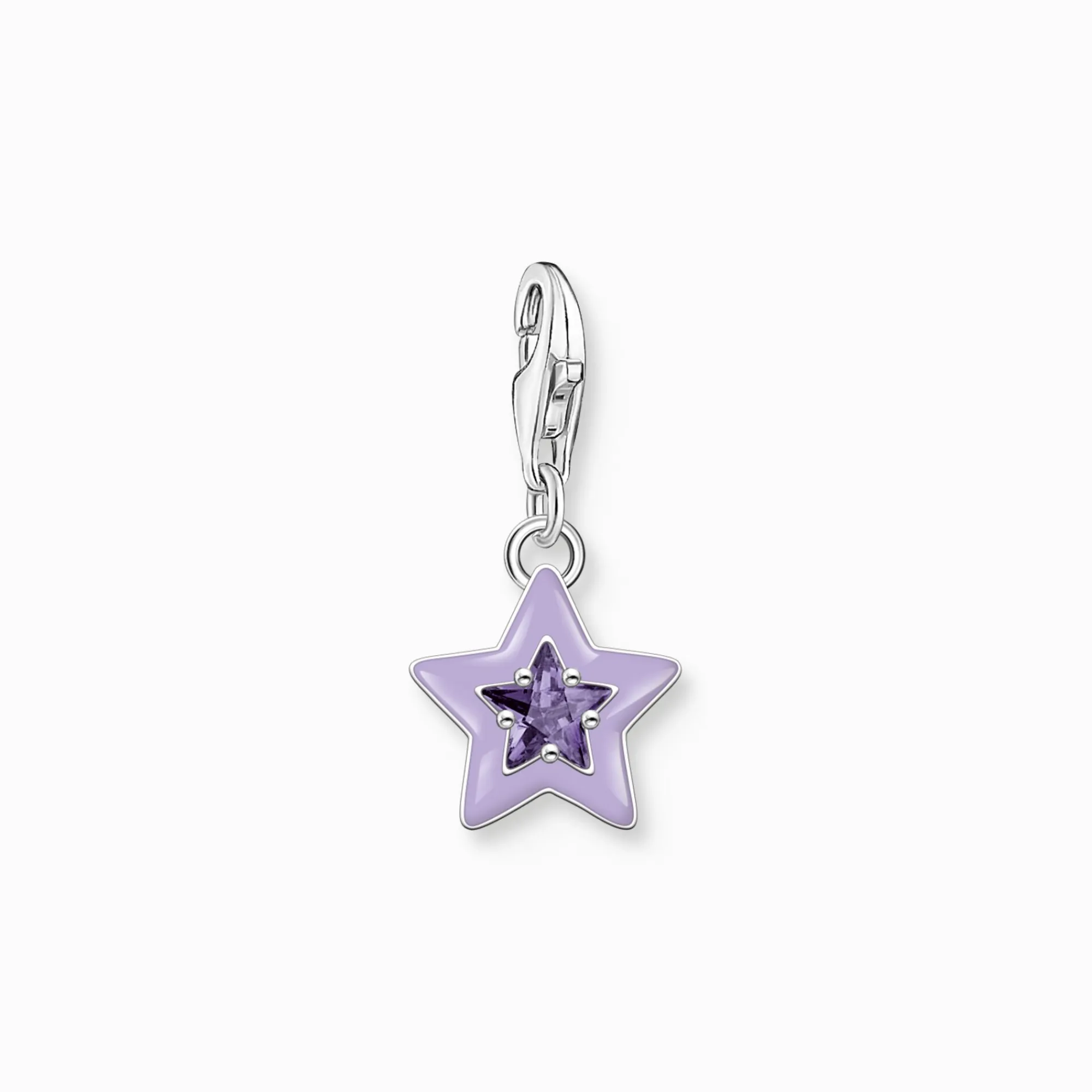 Women THOMAS SABO Charms|Charms-Charm pendant star with amethyst-coloured stones and cold enamel silver