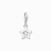 Women THOMAS SABO Charms|Charms-Charm pendant star with white stones and white cold enamel silver