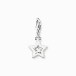 Women THOMAS SABO Charms|Charms-Charm pendant star with white stones and white cold enamel silver