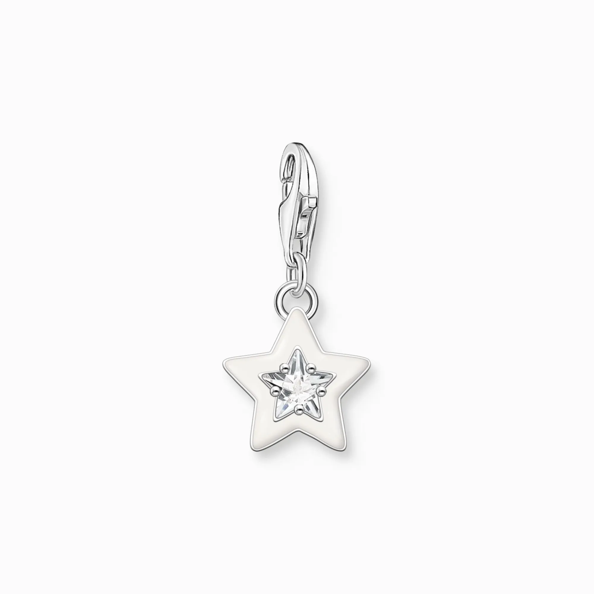 Women THOMAS SABO Charms|Charms-Charm pendant star with white stones and white cold enamel silver