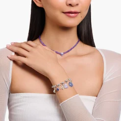 Women THOMAS SABO Charms|Charms-Charm pendant star with white stones and white cold enamel silver