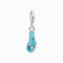 Women THOMAS SABO Charms|Charms-Charm pendant turquoise flip flop with colorful stones silver
