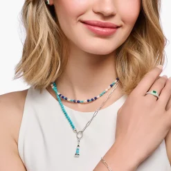 Women THOMAS SABO Charms|Charms-Charm pendant turquoise lighthouse silver