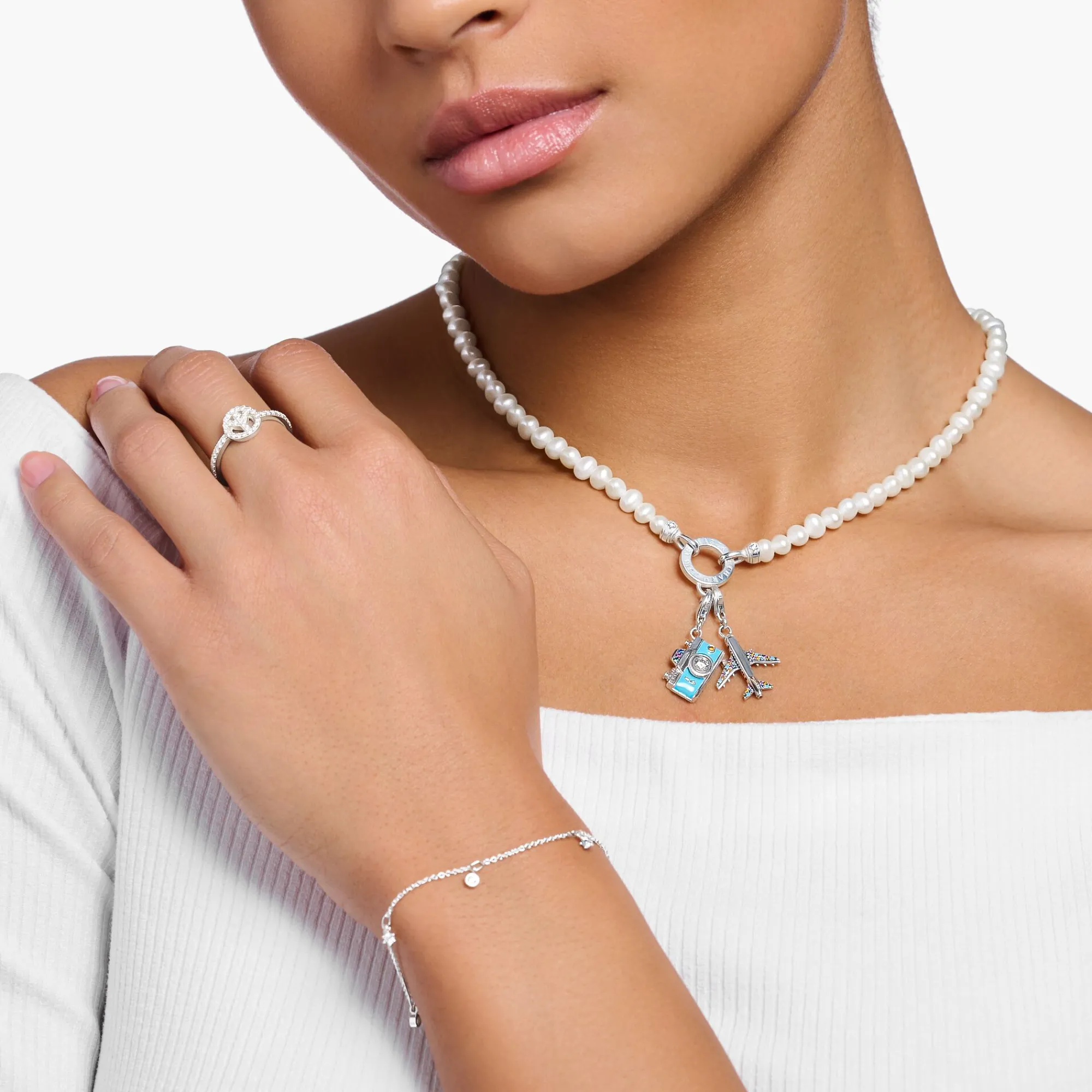 Women THOMAS SABO Charms|Charms-Charm pendant turquoise retro camera silver