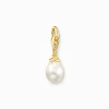Women THOMAS SABO Charms|Charms-Charm pendant white pearl gold plated