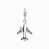 Women THOMAS SABO Charms|Charms-Charm pendant with colourful aeroplane silver
