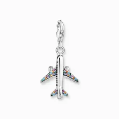 Women THOMAS SABO Charms|Charms-Charm pendant with colourful aeroplane silver