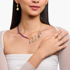 Women THOMAS SABO Charms|Charms-Charm with violet cold enamel goldplated