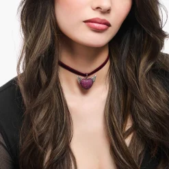Women THOMAS SABO Necklaces-Choker made of red velvet