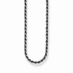 Women THOMAS SABO Necklaces|925 Silver-Cord chain blackened Thickness 1.10 mm (0.04 Inch)