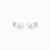 Women THOMAS SABO Earrings|Ear Studs-Ear climber pearls with white stones silver