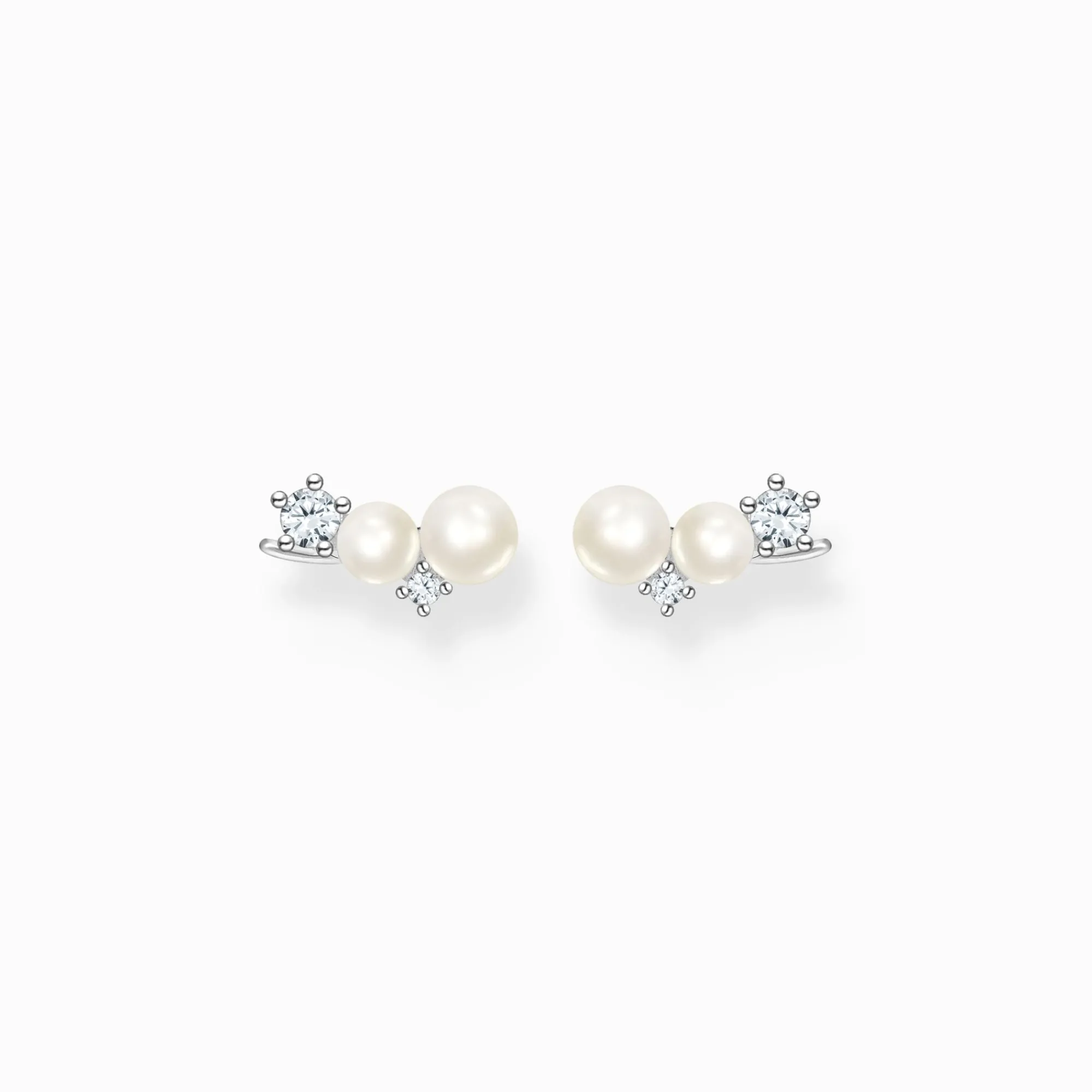 Women THOMAS SABO Earrings|Ear Studs-Ear climber pearls with white stones silver