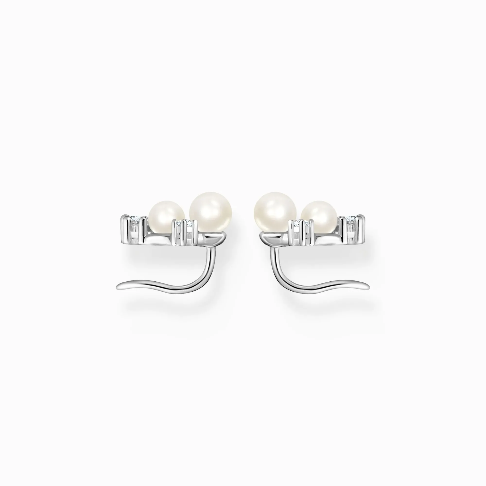 Women THOMAS SABO Earrings|Ear Studs-Ear climber pearls with white stones silver