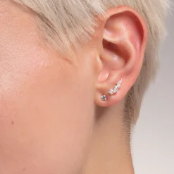 Women THOMAS SABO Ear Studs-Ear climber white stones, silver
