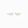 Women THOMAS SABO Ear Studs|18-Carat Gold-Plating - 925 Silver-Ear climber white stones gold