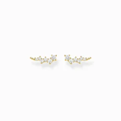 Women THOMAS SABO Ear Studs|18-Carat Gold-Plating - 925 Silver-Ear climber white stones gold