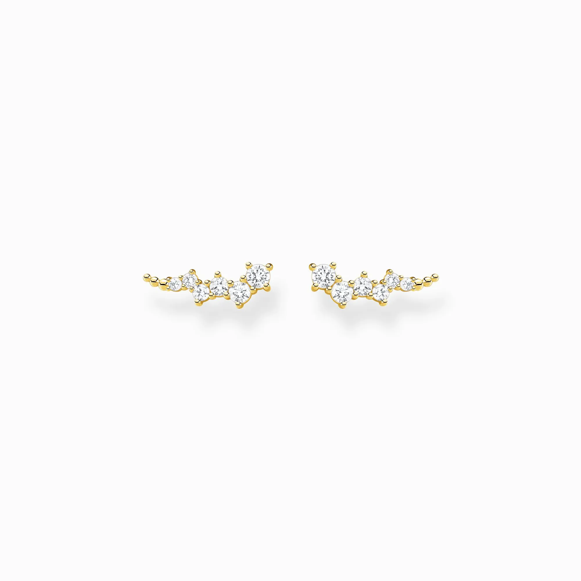 Women THOMAS SABO Ear Studs|18-Carat Gold-Plating - 925 Silver-Ear climber white stones gold