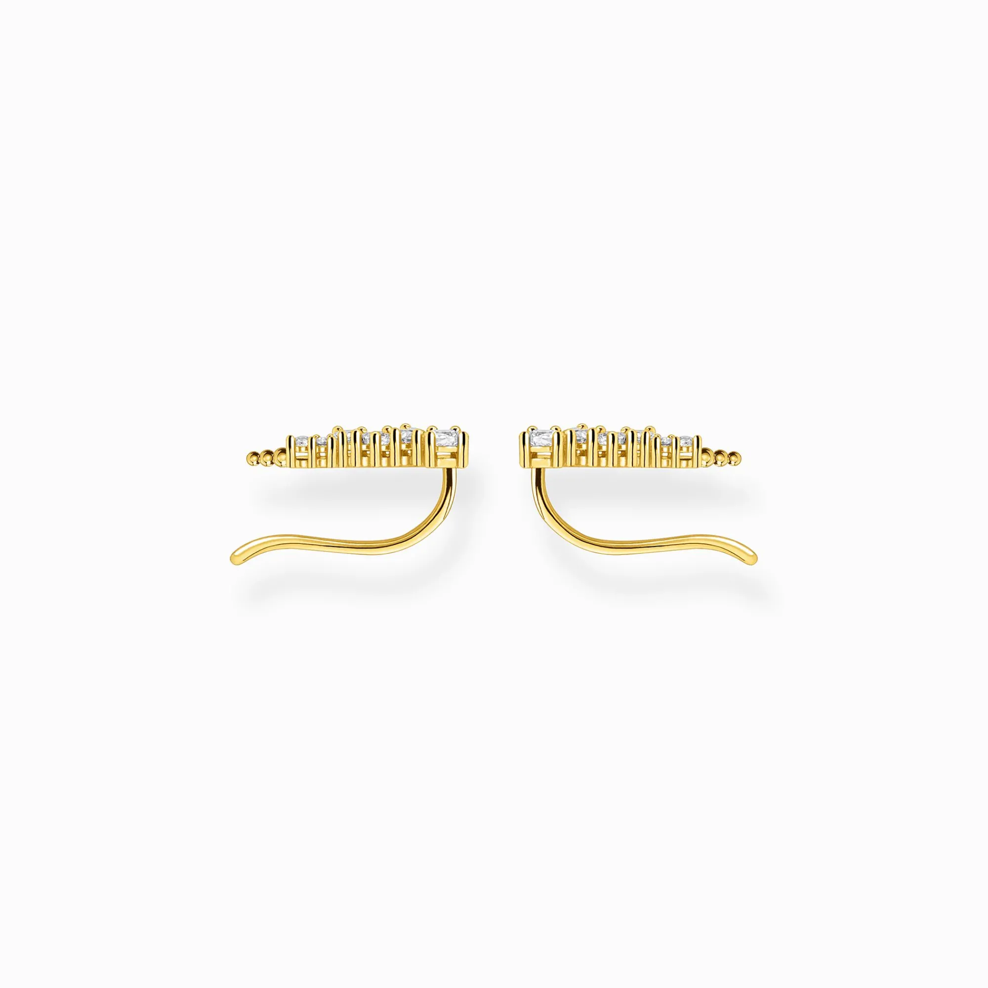 Women THOMAS SABO Ear Studs|18-Carat Gold-Plating - 925 Silver-Ear climber white stones gold