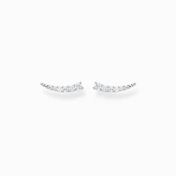 Women THOMAS SABO Ear Studs-Ear climber white stones, silver