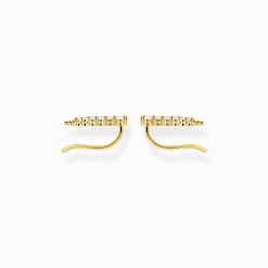 Women THOMAS SABO Ear Studs-Ear climber white stones gold