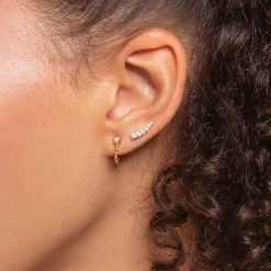 Women THOMAS SABO Ear Studs-Ear climber white stones gold