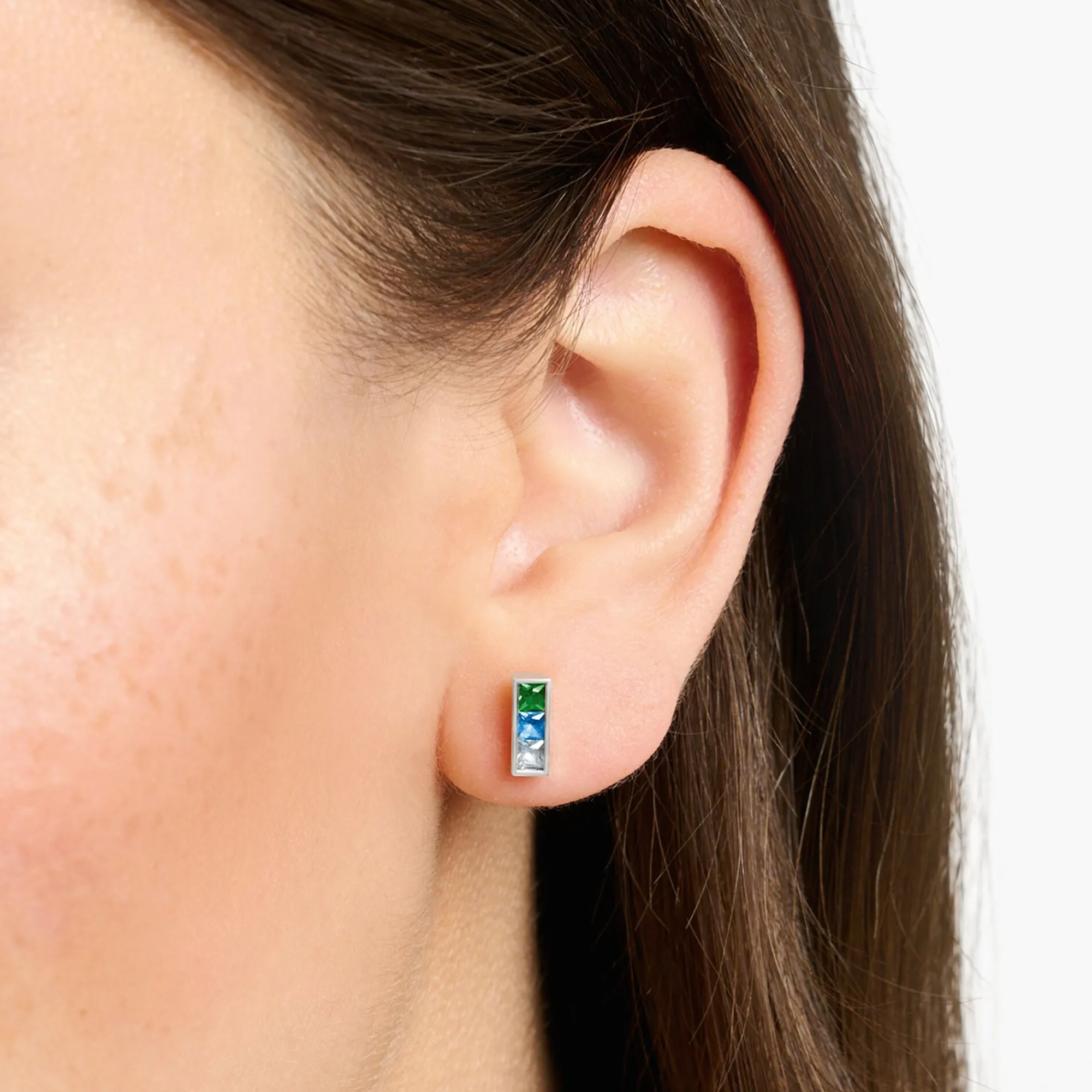 Women THOMAS SABO Ear Studs-Ear studs colourful stones silver