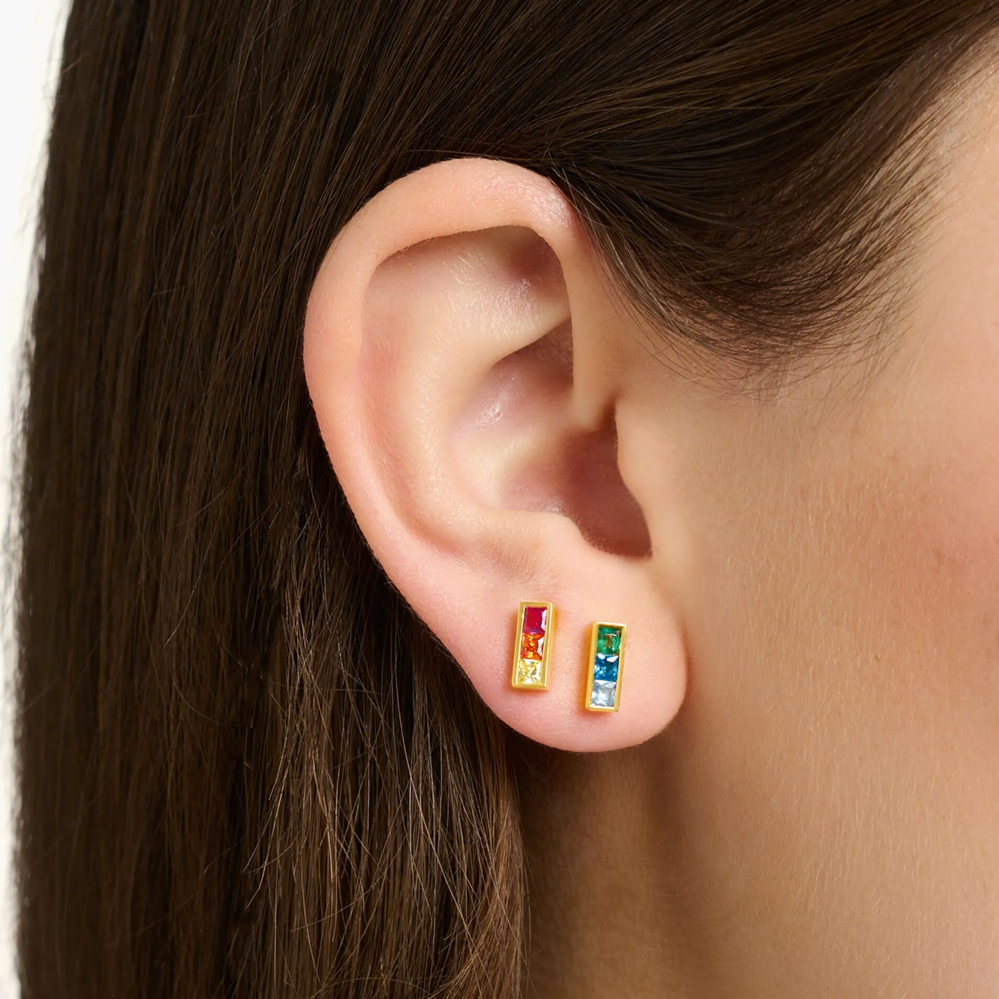 Women THOMAS SABO Ear Studs-Ear studs colourful stones gold