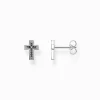Women THOMAS SABO Ear Studs|Ear Studs & Hoops-Ear studs cross black