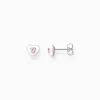 Women THOMAS SABO Ear Studs-Ear studs heart with pink stones silver