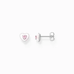 Women THOMAS SABO Ear Studs-Ear studs heart with pink stones silver
