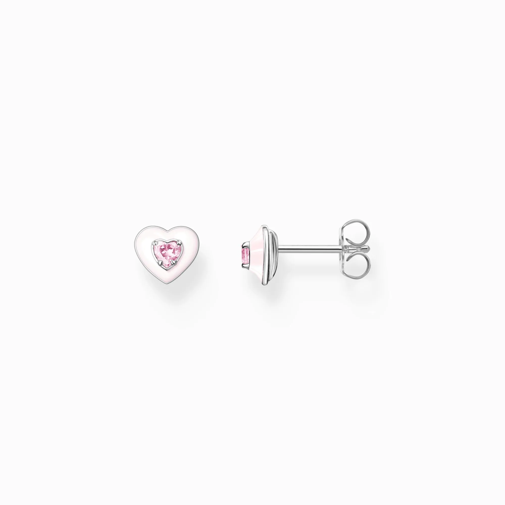 Women THOMAS SABO Ear Studs-Ear studs heart with pink stones silver