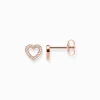 Women THOMAS SABO Ear Studs|18-Carat Rose Gold Plating - 925 Silver-Ear studs hearts large