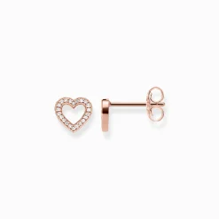 Women THOMAS SABO Ear Studs|18-Carat Rose Gold Plating - 925 Silver-Ear studs hearts large