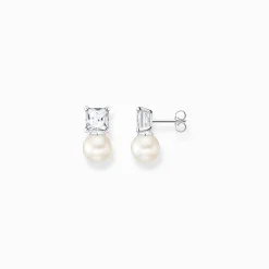 Women THOMAS SABO Ear Studs-Ear studs pearl with white stone silver
