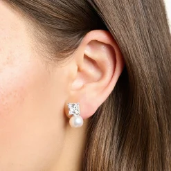 Women THOMAS SABO Ear Studs-Ear studs pearl with white stone silver
