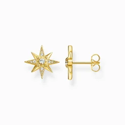 Women THOMAS SABO Ear Studs|18-Carat Gold-Plating - 925 Silver-Ear studs star gold
