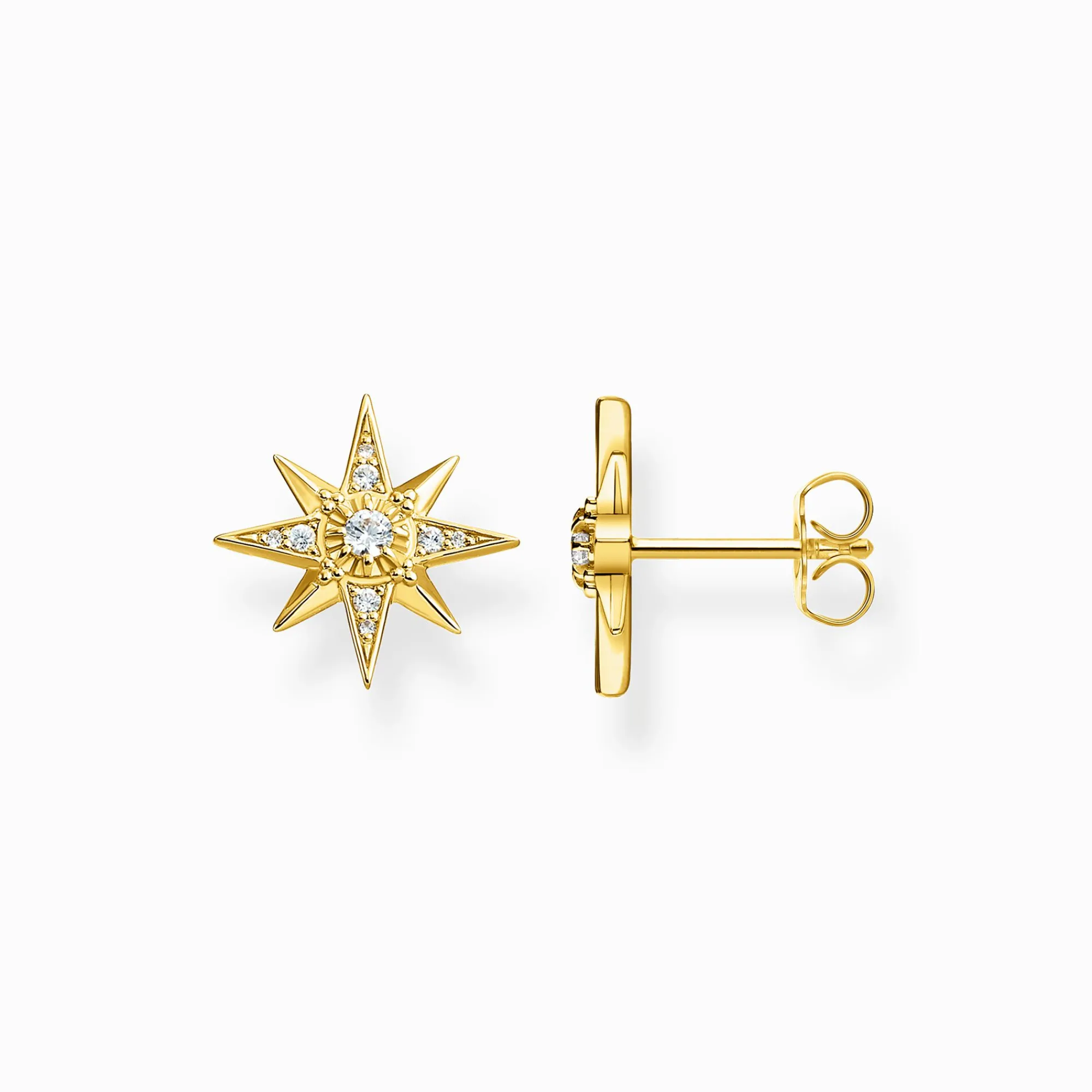 Women THOMAS SABO Ear Studs|18-Carat Gold-Plating - 925 Silver-Ear studs star gold