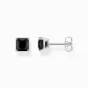 Women THOMAS SABO Ear Studs-Ear studs with black stone silver