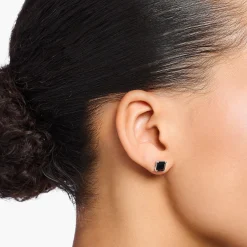 Women THOMAS SABO Ear Studs-Ear studs with black stone silver