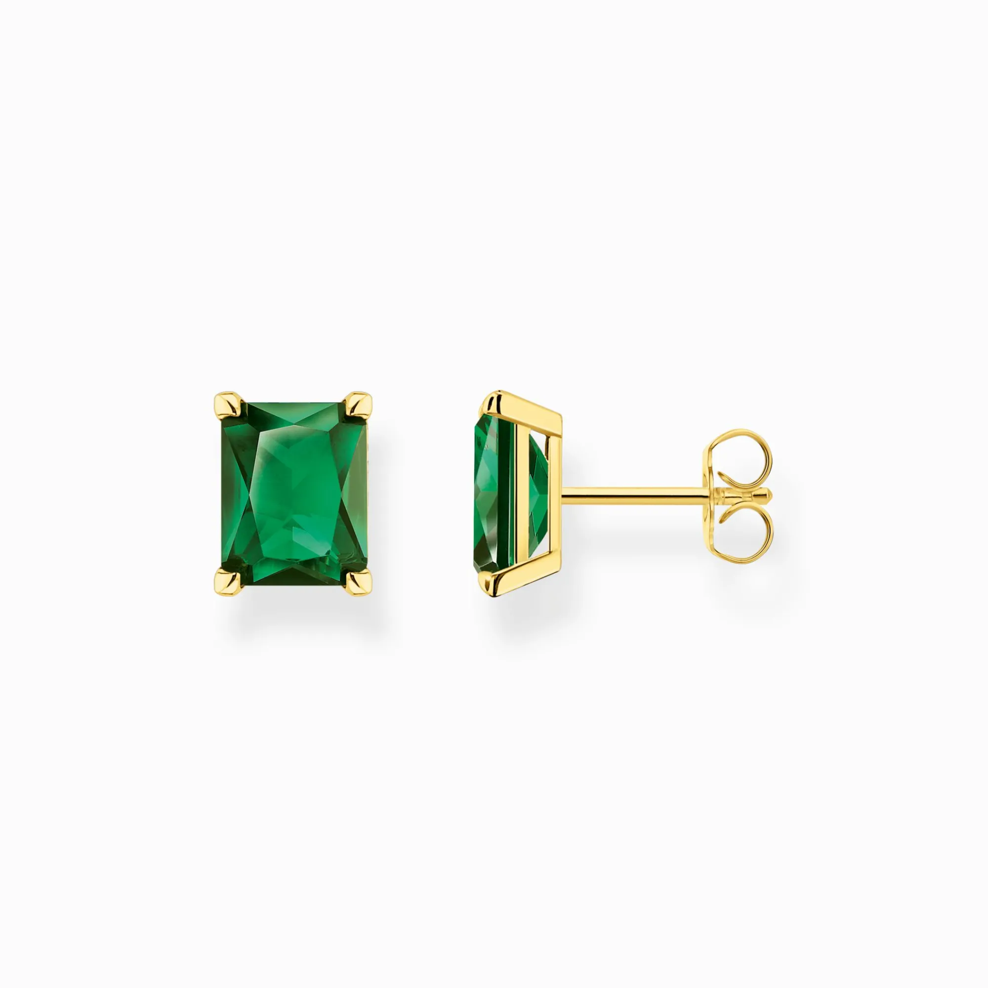 Women THOMAS SABO Ear Studs-Ear studs with green stone gold plated
