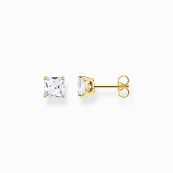 Women THOMAS SABO Ear Studs-Ear studs with white stone gold plated