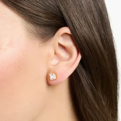 Women THOMAS SABO Ear Studs-Ear studs with white stone gold plated