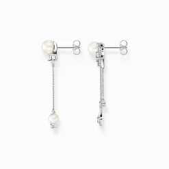Women THOMAS SABO Earrings|925 Silver-Earrings pearl with winter sun rays silver