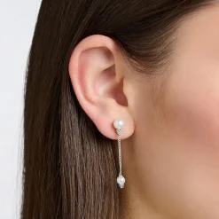 Women THOMAS SABO Earrings|925 Silver-Earrings pearl with winter sun rays silver