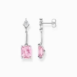 Women THOMAS SABO Earrings-Earrings with pink and white stones silver